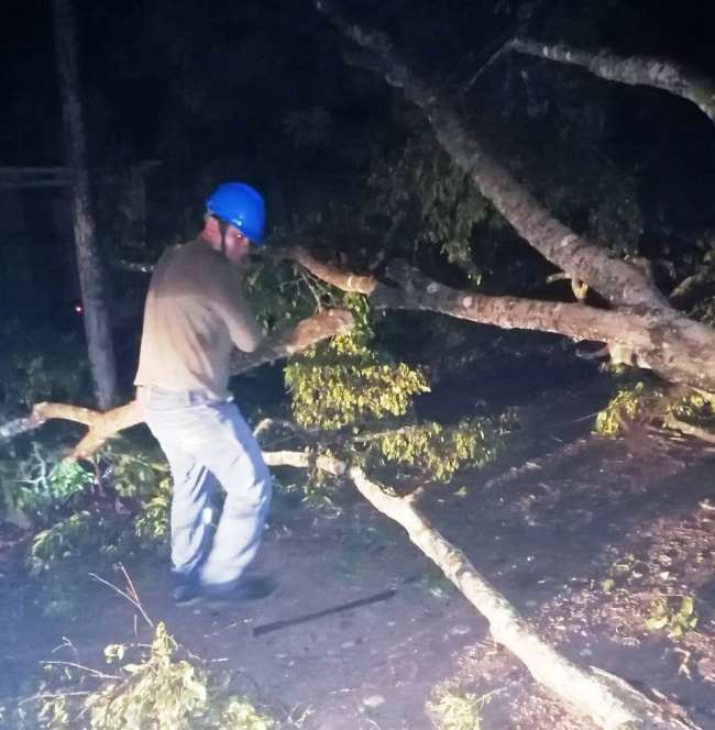 Personal técnico de Electro Oriente trabaja para reponer servicio en Picota y otras localidades del sur de la región