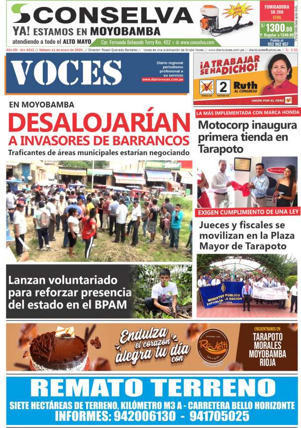 Portada del día Sábado 11 de Enero de 2020