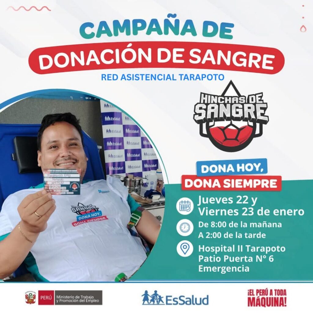 EsSalud Tarapoto realiza campaña de donación voluntaria de Sangre