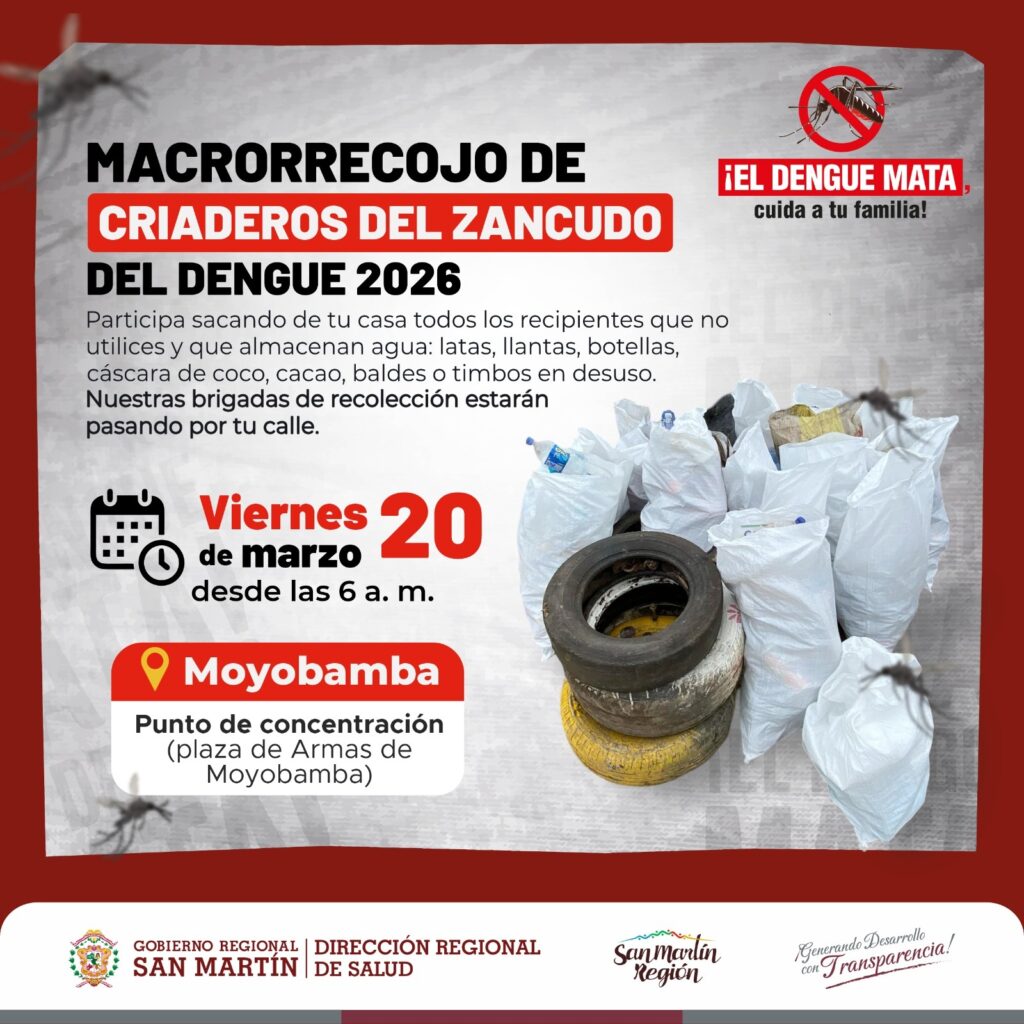Convocan a macrorrecojo de criaderos para prevenir el dengue en Moyobamba