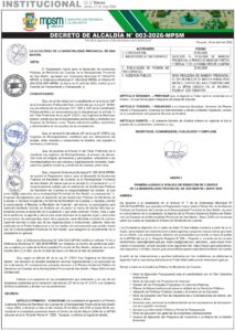 DECRETO DE ALCALDÍA N° 003-2026-MPSM