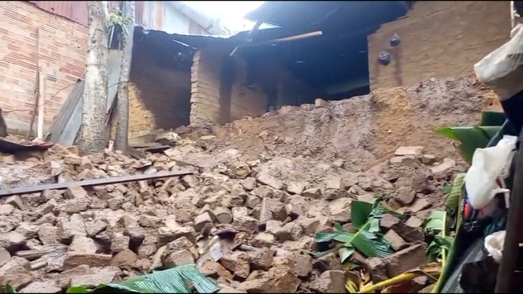 Familia pide ayuda tras colapso de pared por intensas lluvias en La Banda de Shilcayo