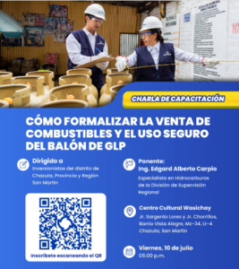 En Chazuta: Osinergmin impulsará capacitación gratuita sobre formalización de combustibles y uso seguro del balón de GLP