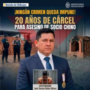 Juzgado Penal Colegiado de Tarapoto dicta 20 años de prisión a sujeto que ejecutó a su socio chino en La Banda de Shilcayo
