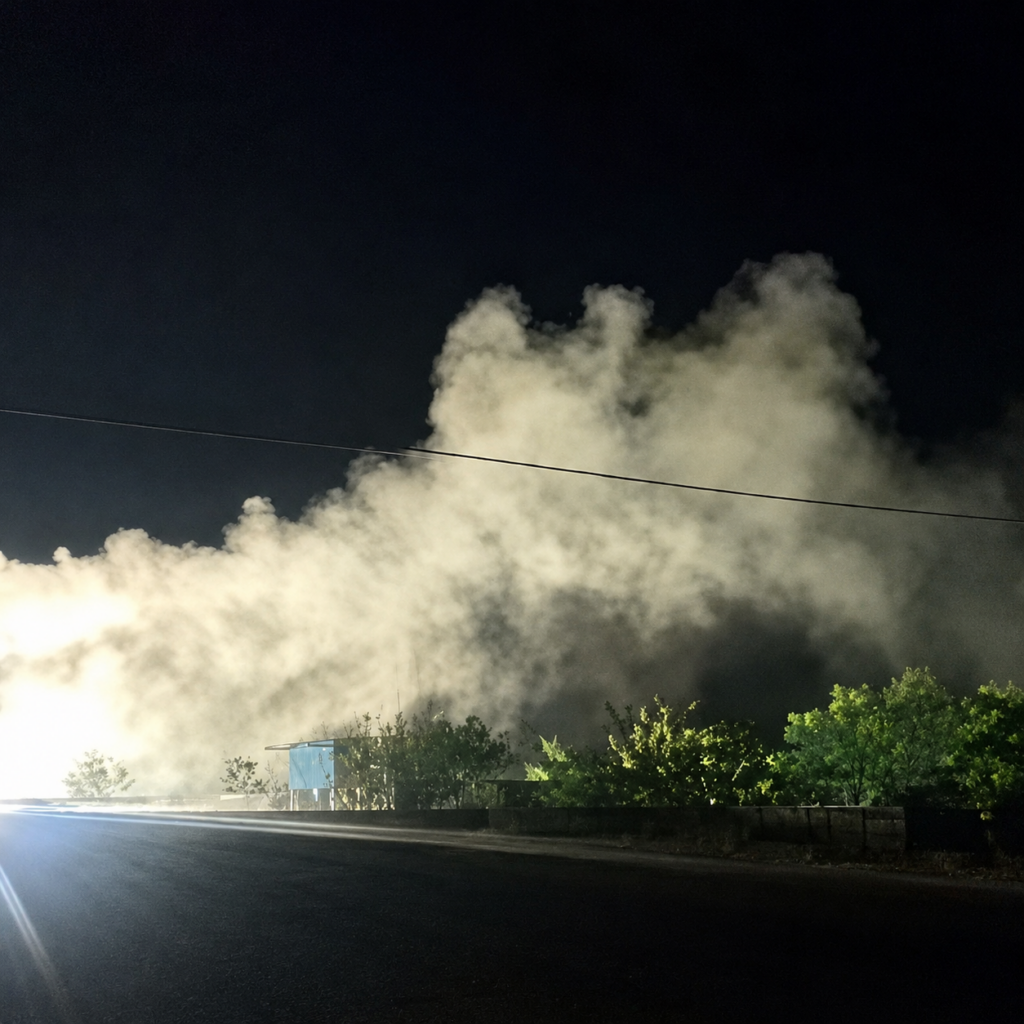 Humo tóxico de planta de asfalto cubre el sector y vecinos exigen intervención de autoridades