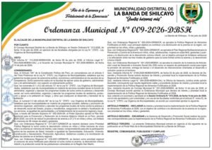 Ordenanza Municipal Nº 009-2026-DBSH