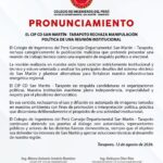 CIP San Martín-Tarapoto reafirma su independencia institucional y rechaza uso político de reunión técnica