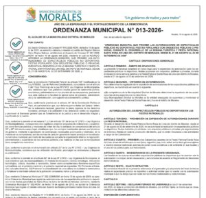 ORDENANZA MUNICIPAL N° 013-2026