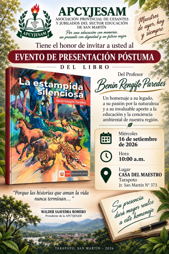 En la Casa del Maestro de Tarapoto: Rinden homenaje póstumo al profesor Benin Rengifo Paredes con la presentación de su obra literaria