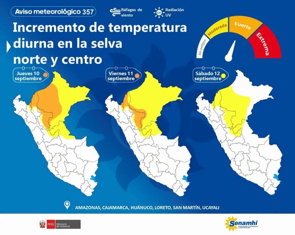 Alerta en la Amazonía: Pronostican incremento de temperatura diurna en la selva norte y centro
