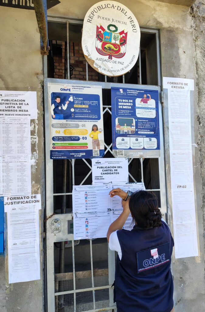 ODPE Mariscal Cáceres publica carteles de candidatos para las Elecciones Regionales y Municipales 2026 y garantiza transparencia democrática