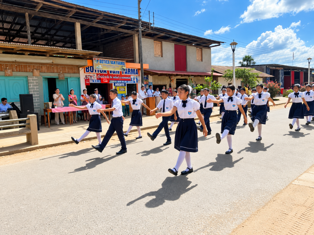 I.E. 1361 8 de Julio culmina su séptimo aniversario con desfile cívico en el distrito de Sauce