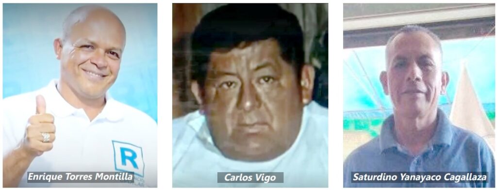 Cuarto Poder reveló candidatos en San Martín por Renovación Popular con acusaciones penales:  Enrique Torres Montilla (Rumisapa), Carlos Vigo y Saturdino Yanayaco (Caspizapa)
