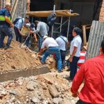 En Yurimaguas: Pared de adobe colapsa y deja a trabajador atrapado entre escombros en plena zona urbana