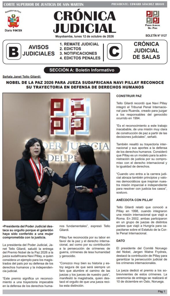 Crónica Judicial, lunes 12 de octubre 2026