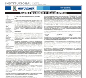 ACUERDO DE CONCEJO Nº 134-2026-MPM/CM
